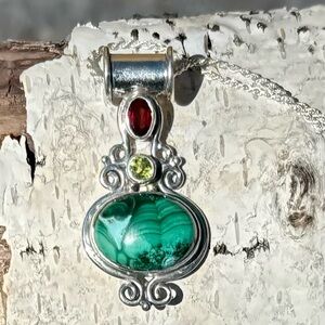 Malachite, Garnet & Peridot Necklace